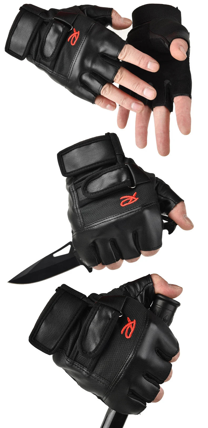 Leather Fitness Sports Weightlifting Weight Lifting Men Gym Gloves Mitts Thicken Half Finger Summer Durable - Sun Studio