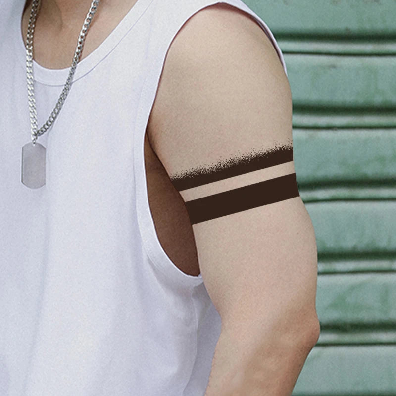 1Pc Geometry Arm Band Waterproof Temporary Tattoo Stickers, Long-lasting Waterproof for One to Two Weeks, Suitable for Arm, Leg. - Sun Studio