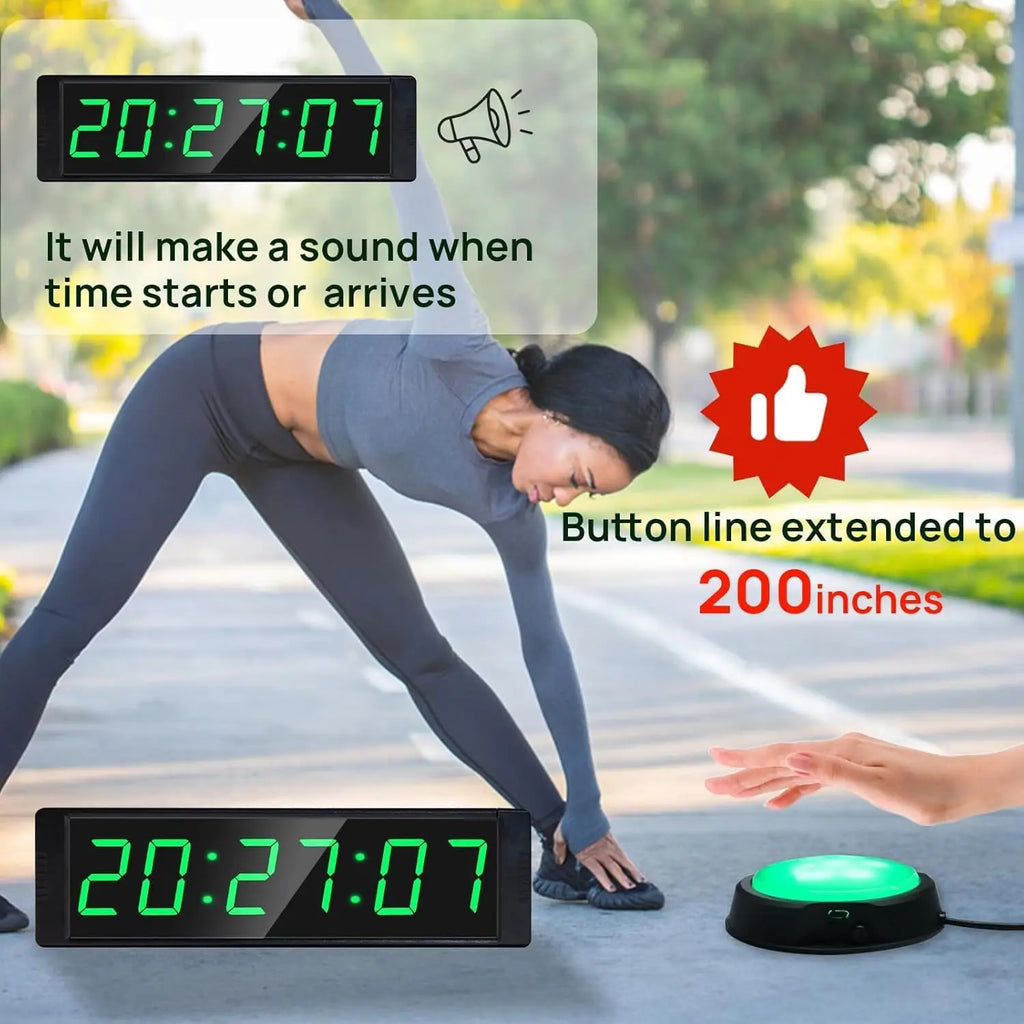 Gym with Start/Stop Button, Interval Timer for Workout, Stopwatch/Countdown Timer with Remote, 12/24H Digital Wall Clock - Sun Studio