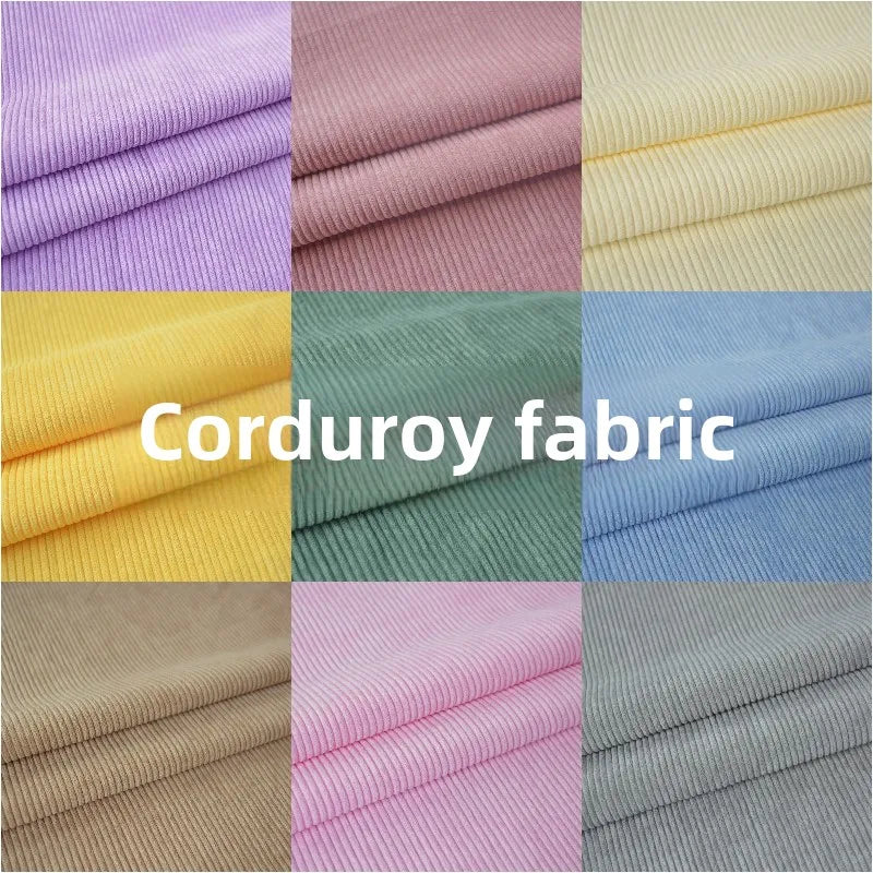Retro Style Bag Corduroy Fabric Plain Per Meter for Pants Skirts Coats Sewing Soft Children Cloth Breathable Black Pink Wearable - Sun Studio