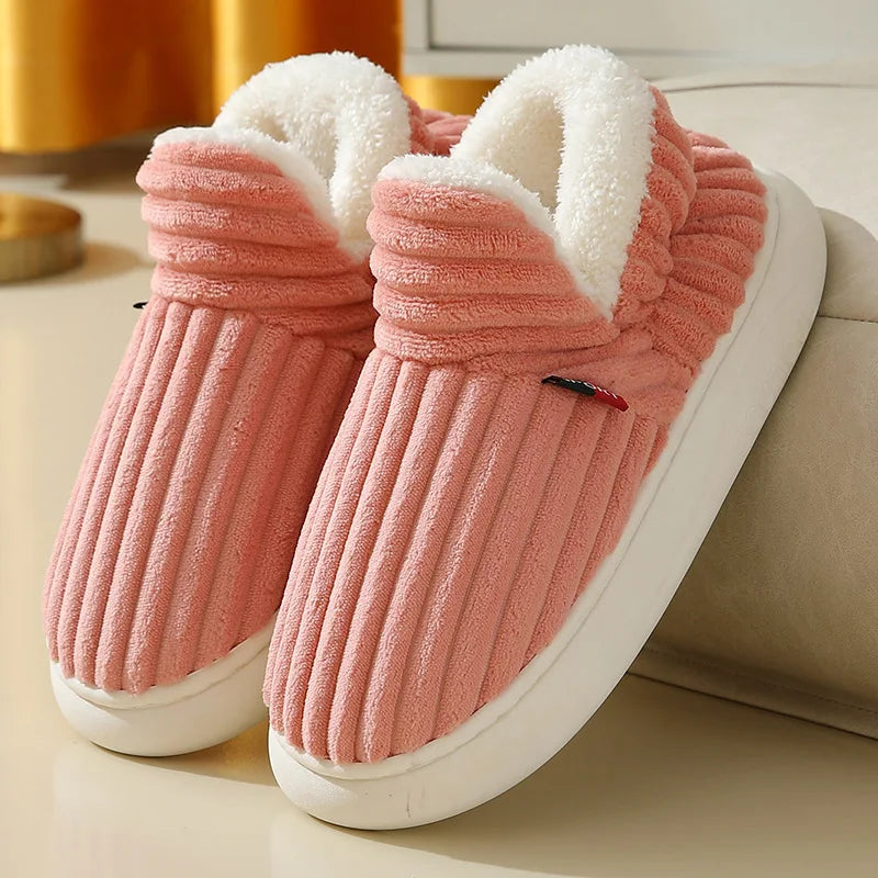 Asgard Men Plush Platform Slippers Winter Warm Outdoor Antiskid Fluffy Soft Cotton Boot Indoor Fashion Cozy Furry Flat Home Shoe