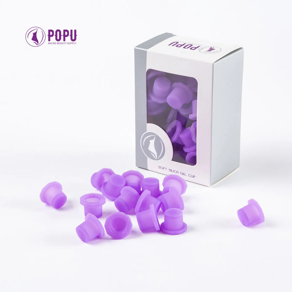 POPU Ink Cups 60 pcs Medium-12mm Disposable Soft White/Purple Colors for Permanent Makup & Tattoo Used - Sun Studio