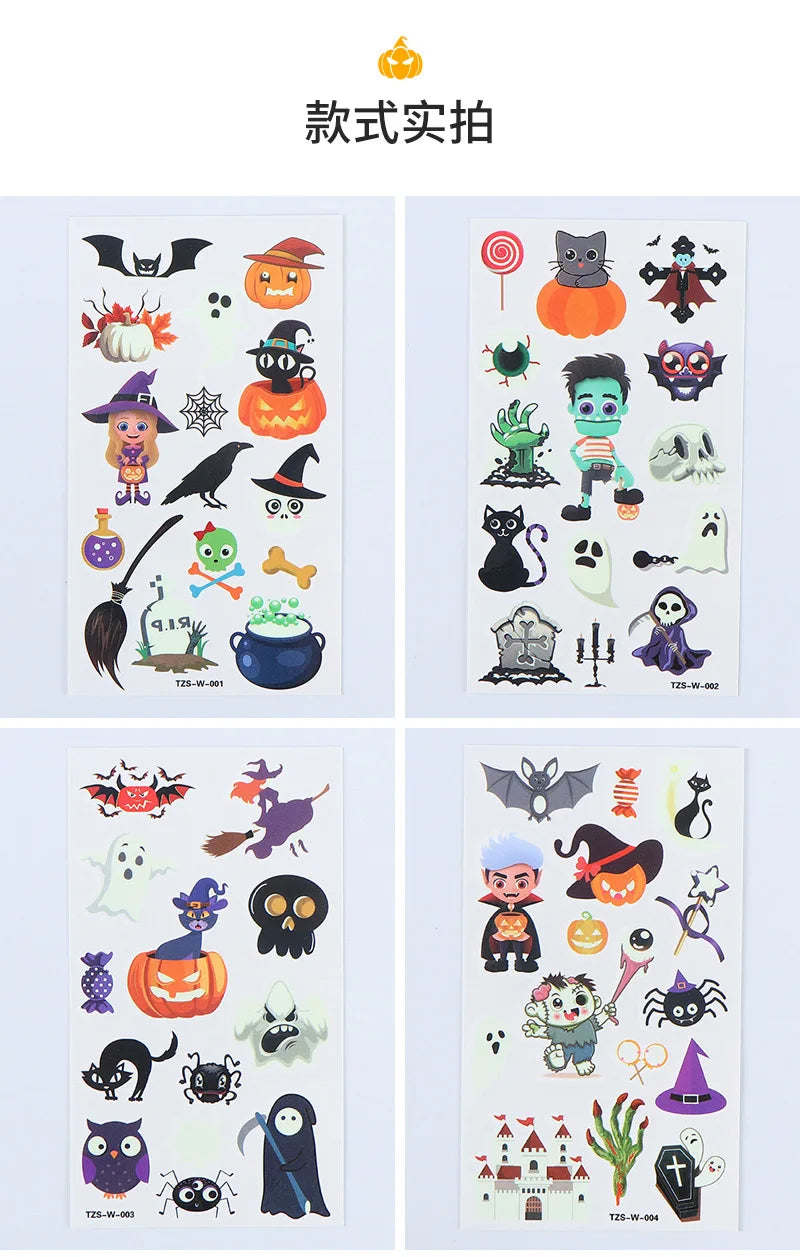 Halloween Party Tattoo Stickers Luminous Stickers Temporary Waterproof Stickers for Face Body Tattoo Boys Halloween Party Decors - Sun Studio