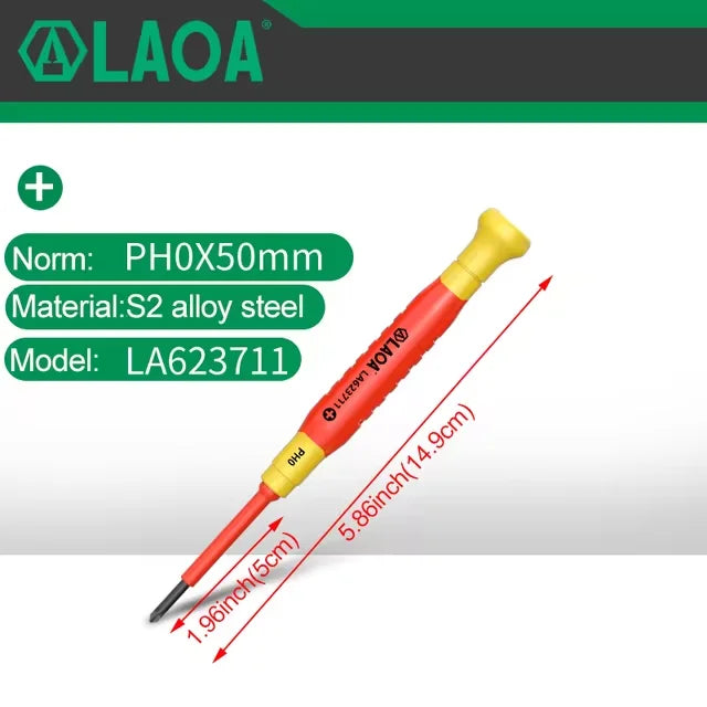 LAOA Insulated Precision Screwdriver a Cross Small Size Screwdriver to Remove Eyeglasses Clocks and Watches Cell Phone Notebook - Sun Studio