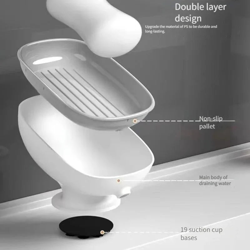 Soap Storage Box – PS Material, Uncovered, Double-Layer with Drainage Plate, Detachable - Sun Studio