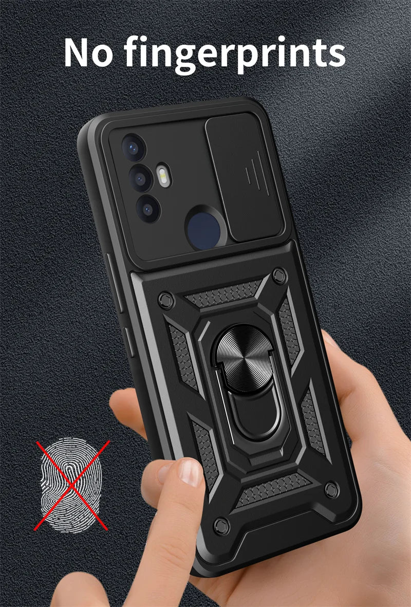 For TCL 30 SE Case Shockproof Armor Slide Lens Protect Coque For TCL 30SE tcl30se 4G Car Magnetic Holder Ring Stand Back Cover - Sun Studio