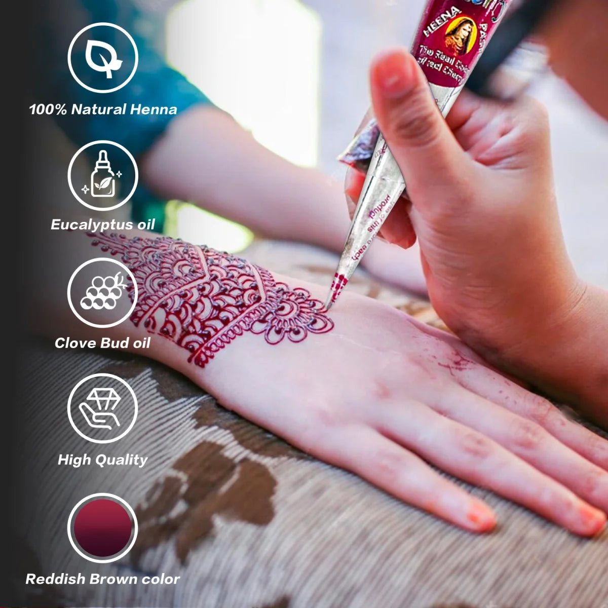 1/4 Pcs Henna Cream Red GOLECHA Henna Tattoo Cream , Temporary Tattoo Henna Cone Semi-permanent henna Natural Body Paint - Sun Studio