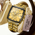 Square Men Chronograph Multifunction Watches Date For Male Clock Quartz Stainless Steel Band Wrist Watches Men Trendy Fashion - Sun Studio