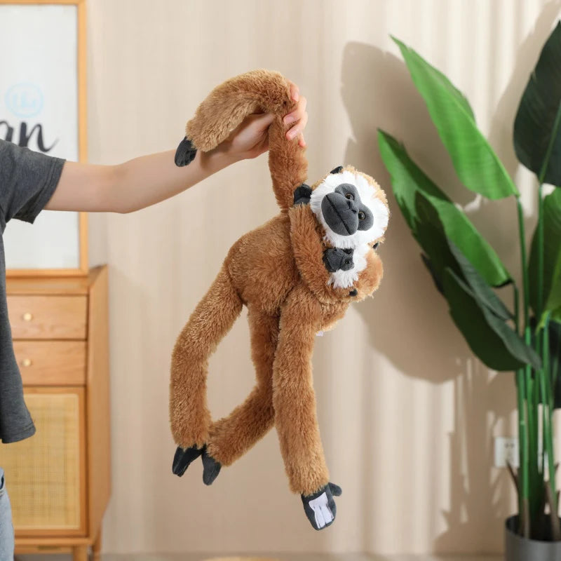 Cartoon Punch Monkey Plush Doll Brown Chimpanze Mom And Black Monkey Baby Together Animal Stuffed Doll Home Decor Gift For Kids