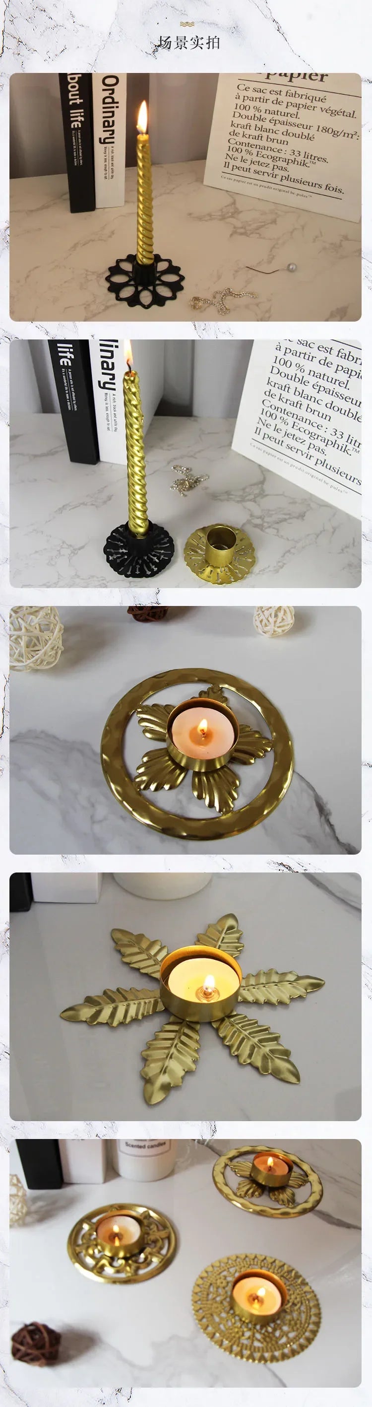Home Decor Iron Plated Black Gold Candle Holders Decor for Wedding Party Festival Portavelas Candelabra Art Table Decoration - Sun Studio