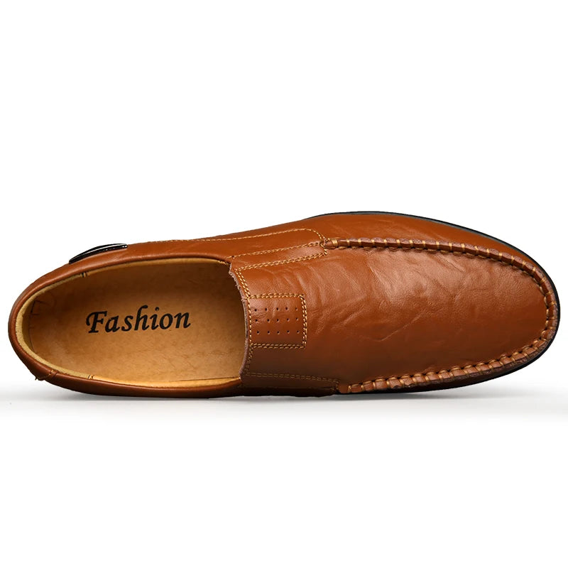 Genuine Leather Men Casual Shoes Luxury Brand 2025 Mens Loafers Moccasins Breathable Slip on Black Driving Shoes Plus Size 37-47 - Sun Studio