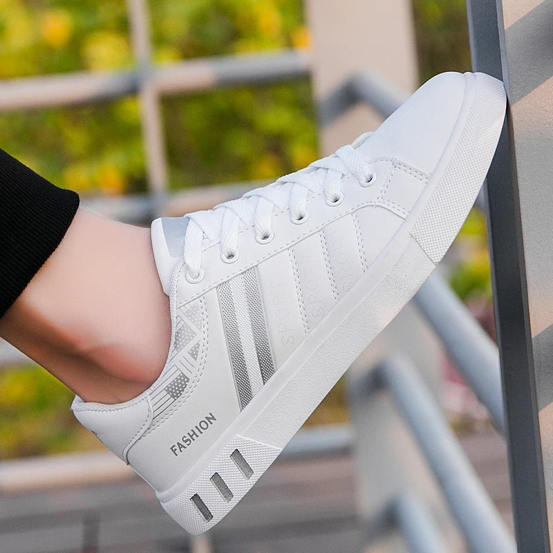 2024 Mens Casual Sneakers New Fashion Lace-up White Shoes Student Comfort Sports Plus Size Vulcanized Shoes Zapatillas De Hombre - Sun Studio