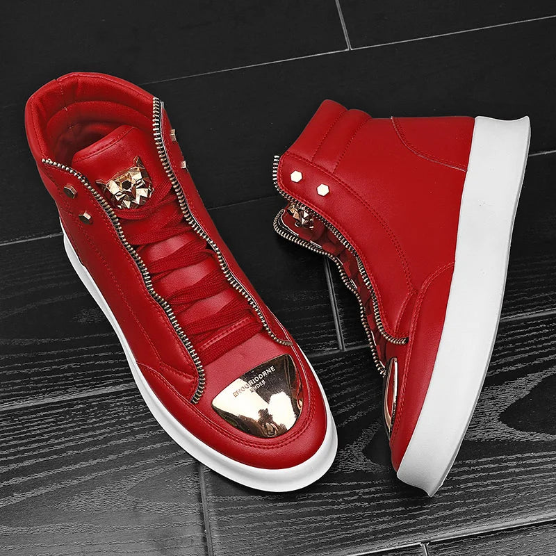 YRZL High Top Casual Shoes Men Sneakers Fashion Skateboard Shoes Leopard Platform Shoe Sport Training Shoes Men's Ankle Boots - Sun Studio