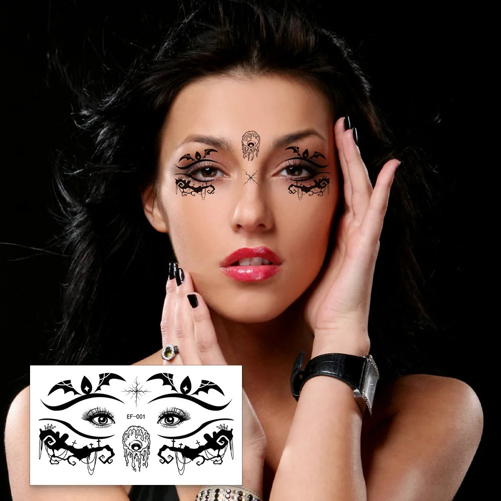 10pcs/set Halloween Horror Pumpkin Spider Face Temporary Tattoo Sticker Fake Tattoos Stickers Waterproof For Party Gift - Sun Studio