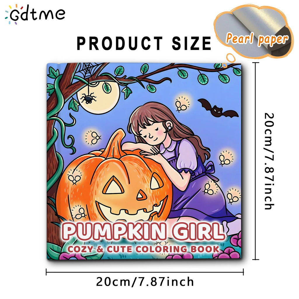 PUMPKIN GIRL Coloring Book for Adults Featuring 24Page Cute Cozy Daily Activities for Relaxation Kids DIY Painting Drawing Books - Sun Studio