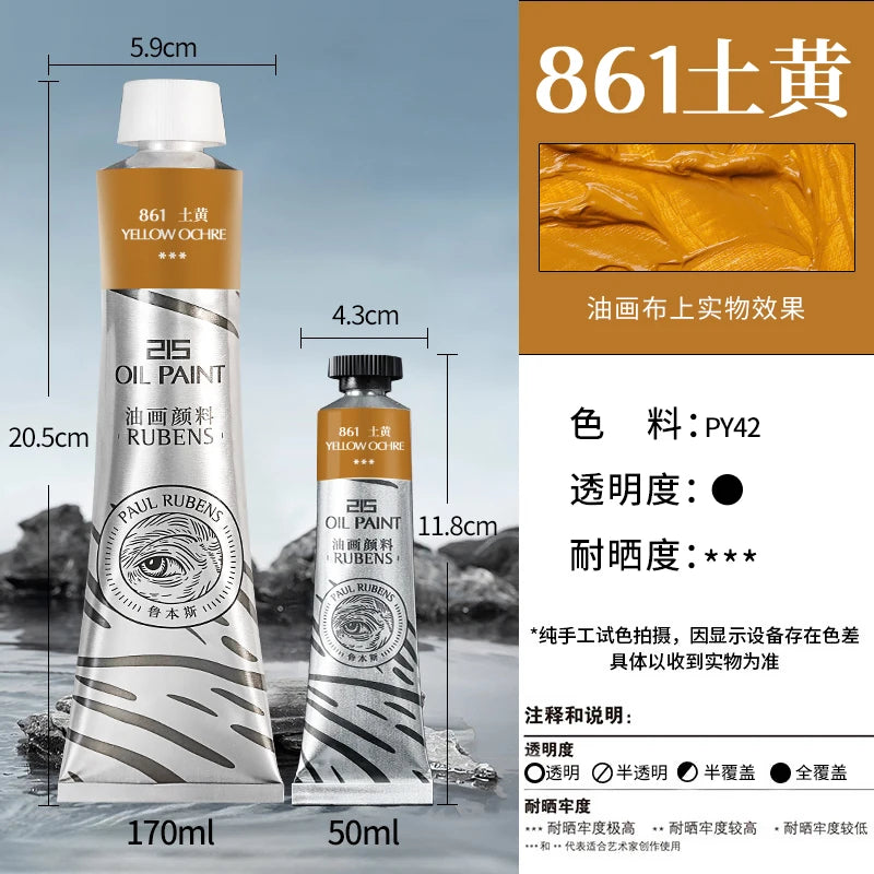 1PC Paul Rubens Oil Paint,170ml LargeTubes, Professional Oil Based Paint with High Saturation, Creamy Texture, and Consistency