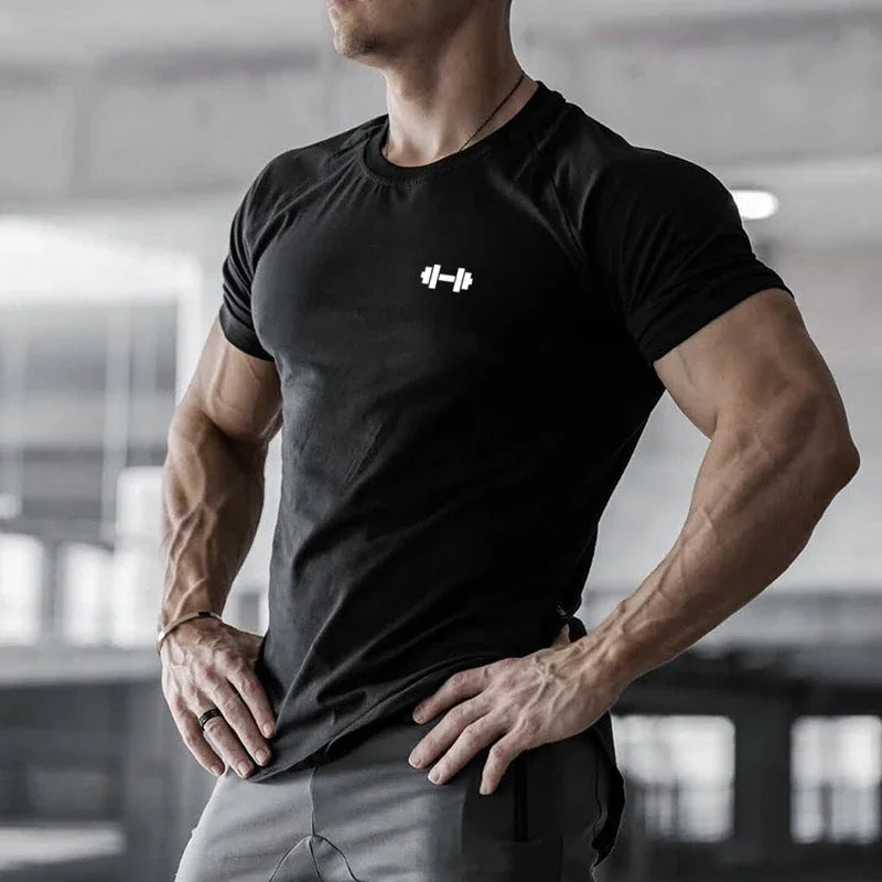 Gym Bodybuilding Workout Clothing Sportswear Mens Casual Short-sleeved Cotton Shirts Summer Fitness Breathable Slim Fit T-Shirts - Sun Studio