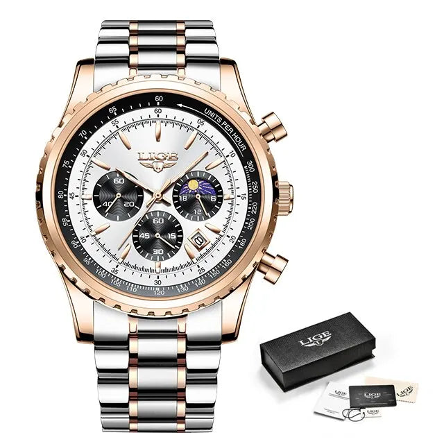 LIGE 2024 Top Brand Luxury New Men Watch Quartz Man Watches Waterproof Luminous Watch for Men Date Chronograph Sport Wristwatch - Sun Studio