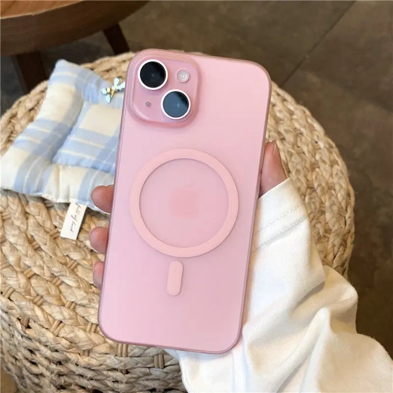 Original Ultra Thin Matte Magnetic Wireless Charge Clear Case ForiPhone 15 14 Plus 13 12 11 Pro Max ForMagsafe Hard PC Cover - Sun Studio