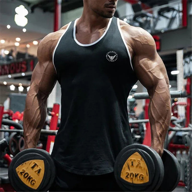 Gym Bodybuilding Sports T-shirt Workout Muscle Vest Fitness Cotton Breathable Sleeveless T-shirt Men Training Tank Tops - Sun Studio