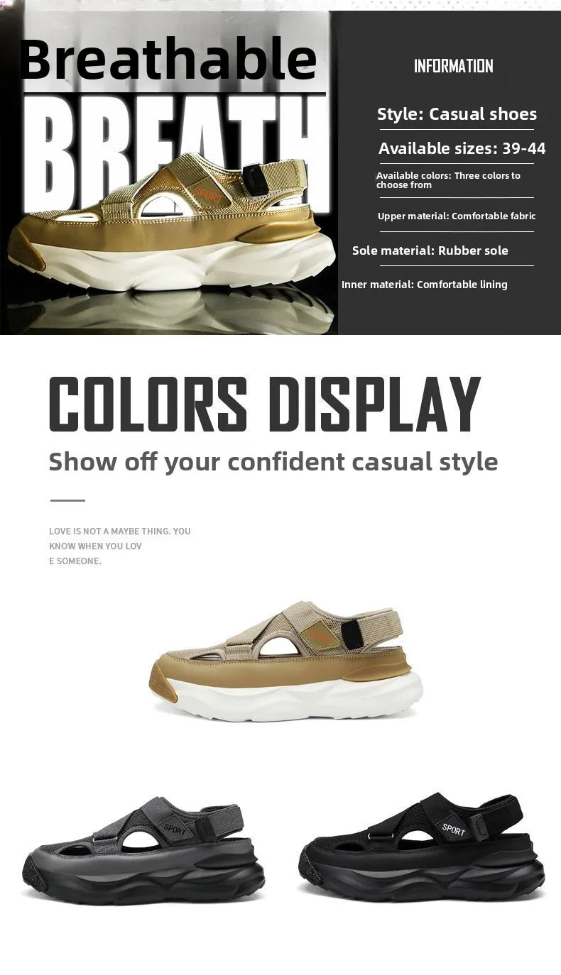 Men's Breathable Hollow out Sporty Slippers Soft Bottom Casual Fashion Sandals Anti-Slip Durable Rubber Sole Comfortable Slip-On - Sun Studio