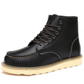 Winter Leather Men Boots Warm Mens Snow Boots with Fur Waterproof Handmade Male Ankle Boots No-slip High Top Male Work Shoes - Sun Studio