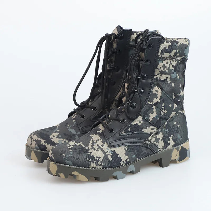 Tactical Boots Men Training Special High-Top Shoes Outdoor Shock-Absorbing Hard-Soled High-Waist Hiking Shoes - Sun Studio