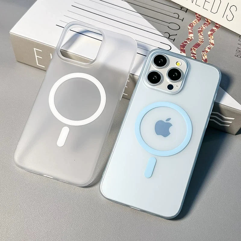 Original Ultra Thin Matte Magnetic Wireless Charge Clear Case ForiPhone 15 14 Plus 13 12 11 Pro Max ForMagsafe Hard PC Cover - Sun Studio