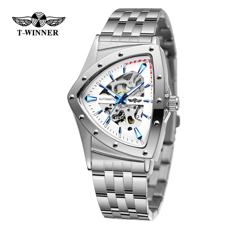 WINNER 395S Men's Mechanical Watch Fashion Business Gold Luxury Brand Waterproof Triangle Skeleton Men's Automatic Watches reloj - Sun Studio