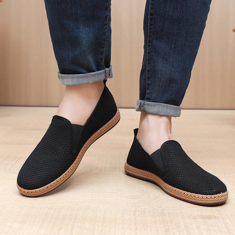 2025 Summer Men's Old Beijing Net Mesh Slip-on Casual Shoes Comfortable and Breathable Anti-slip Outsole Free Men's Shoes - Sun Studio