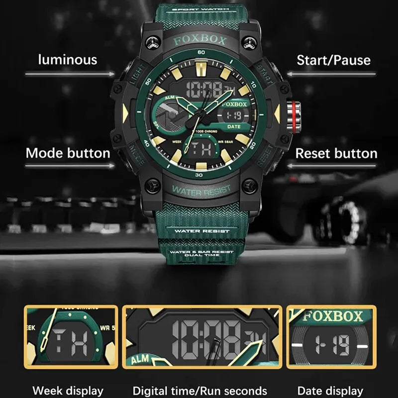 LIGE Fashion Digital Watches For Men Top Brand Luxury Military Waterproof Watch Men Casual Sport Dual Display Watch Montre Homme - Sun Studio