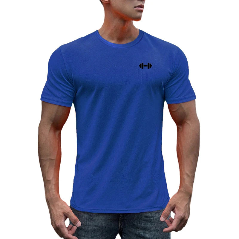 Gym Fitness Muscle Short Sleeve O-Neck Clothing Summer Mesh Breathable Quick Dry Cool T-shirt Mens Bodybuilding Running Shirts - Sun Studio
