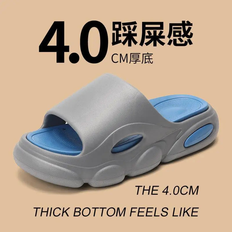 Shevalues Men Summer Slippers New Thick Sole EVA Sandals Indoor Non-slip Unisex Bathromm Slides Casual Platform House Slippers