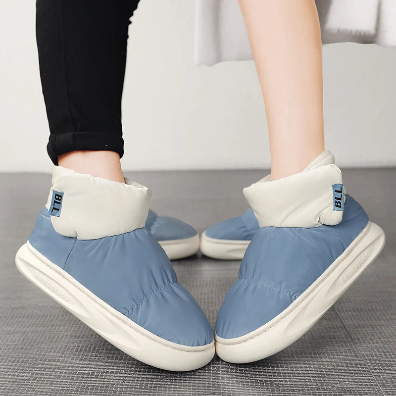 Outdoor Plush Warm Men's Snow Boots Winter Couple Cotton Shoes Down Non-Slip Waterproof Fashion Kids Shoes Slip on Soft Sneakers - Sun Studio