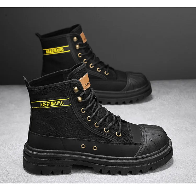 Boots men's high top 2025 summer anti slip and wear-resistant thick soled trendy boots men's workwear versatile - Sun Studio