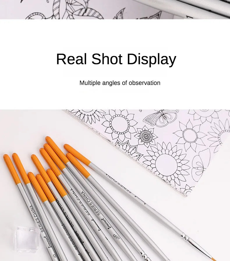12models Imported Nylon Long Tail Line Brush Very Fine Cartoon Art Line Outline Detail Pen Digital Birch Watercolor Painting Pen - Sun Studio