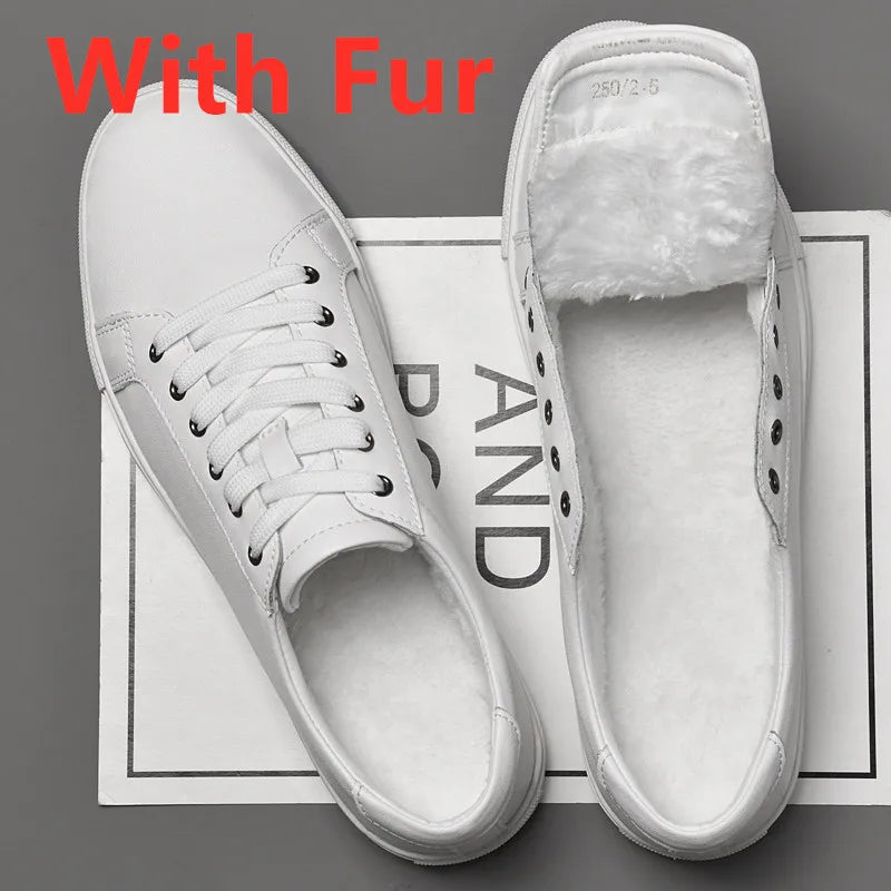 New Sneakers Men Shoes Genuine Leather Mens Casual Shoes Flat Male Footwear Fashion Black White Shoes Tenis Masculino Skateboard - Sun Studio