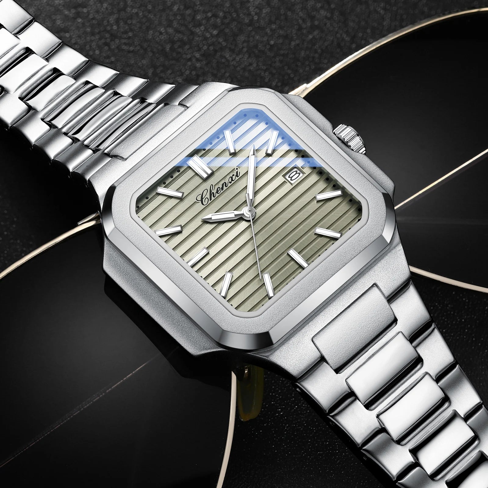 2025 New Man Watches Luxury Fashion Square Men's Quartz Watch Calendar Luminous Waterproof Stainless Steel High Quality Clock - Sun Studio