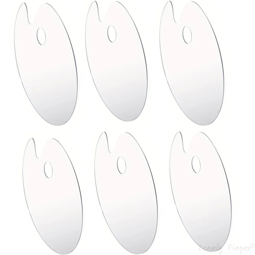 2/6 PCS Acrylic Paint Palette with Thumb Hole Clear, Easy Clean Artist Pallet for Oil Watercolor Craft DIY Art Painting Palette - Sun Studio