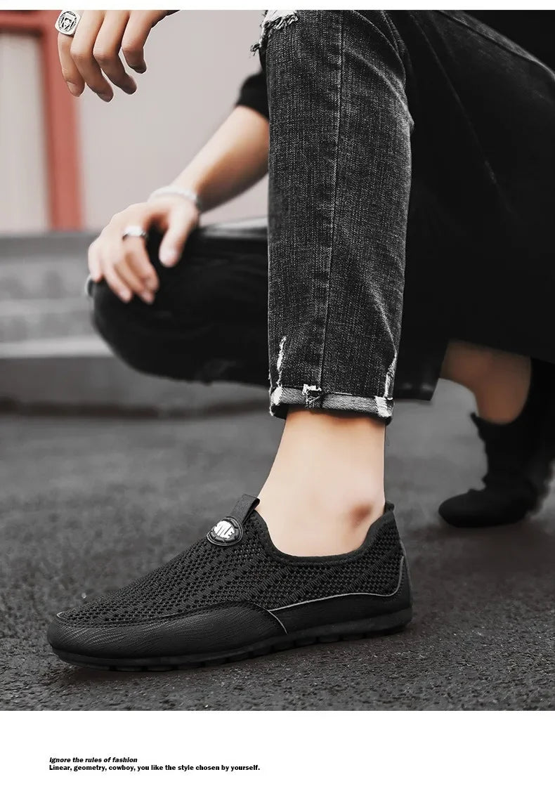 Summer Fashion Men Sneakers  All-match Casual Shoes Outdoor Breathable Loafers Mesh Surface Soft Bottom Casual Loafers 2025 - Sun Studio