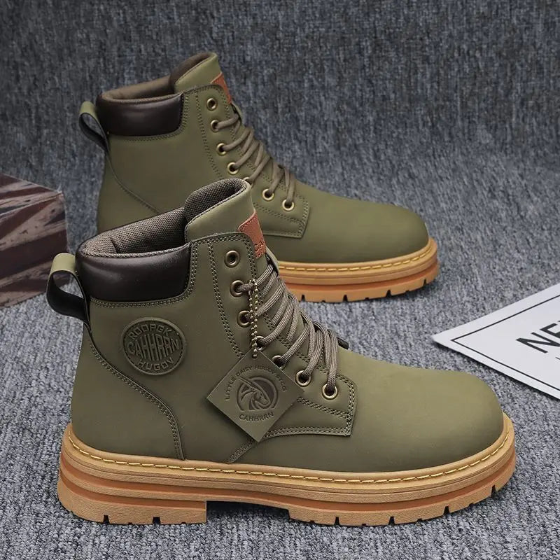 Men's Designer Motorcycle Boots Fashion Comfortable High Top Platform Work Boots Winter Hot Selling Mens Green Hiking Boots 2026 - Sun Studio