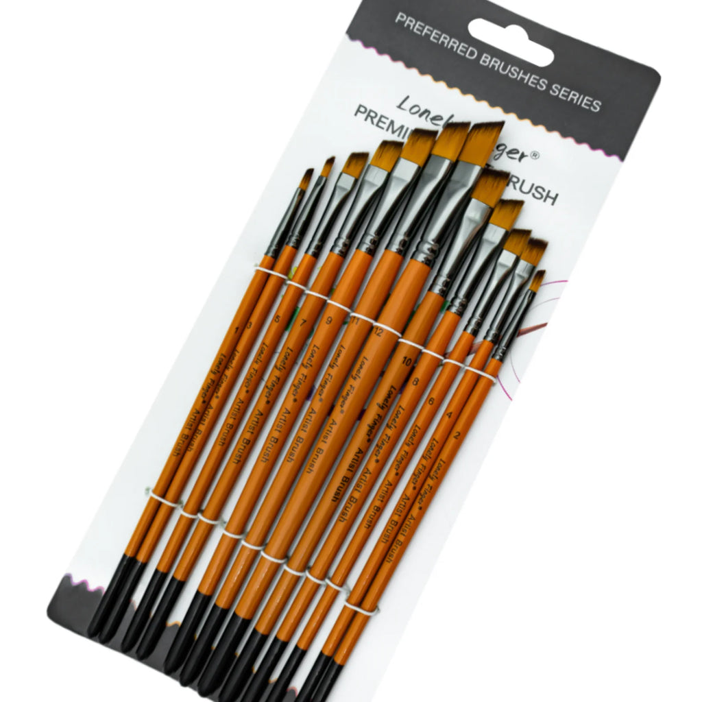 12/48pcs Professional Artist Paint Brush Set Include Round Filbert Flat Angle Fine Detail Brushes Premium Nylon Brush for Paint - Sun Studio