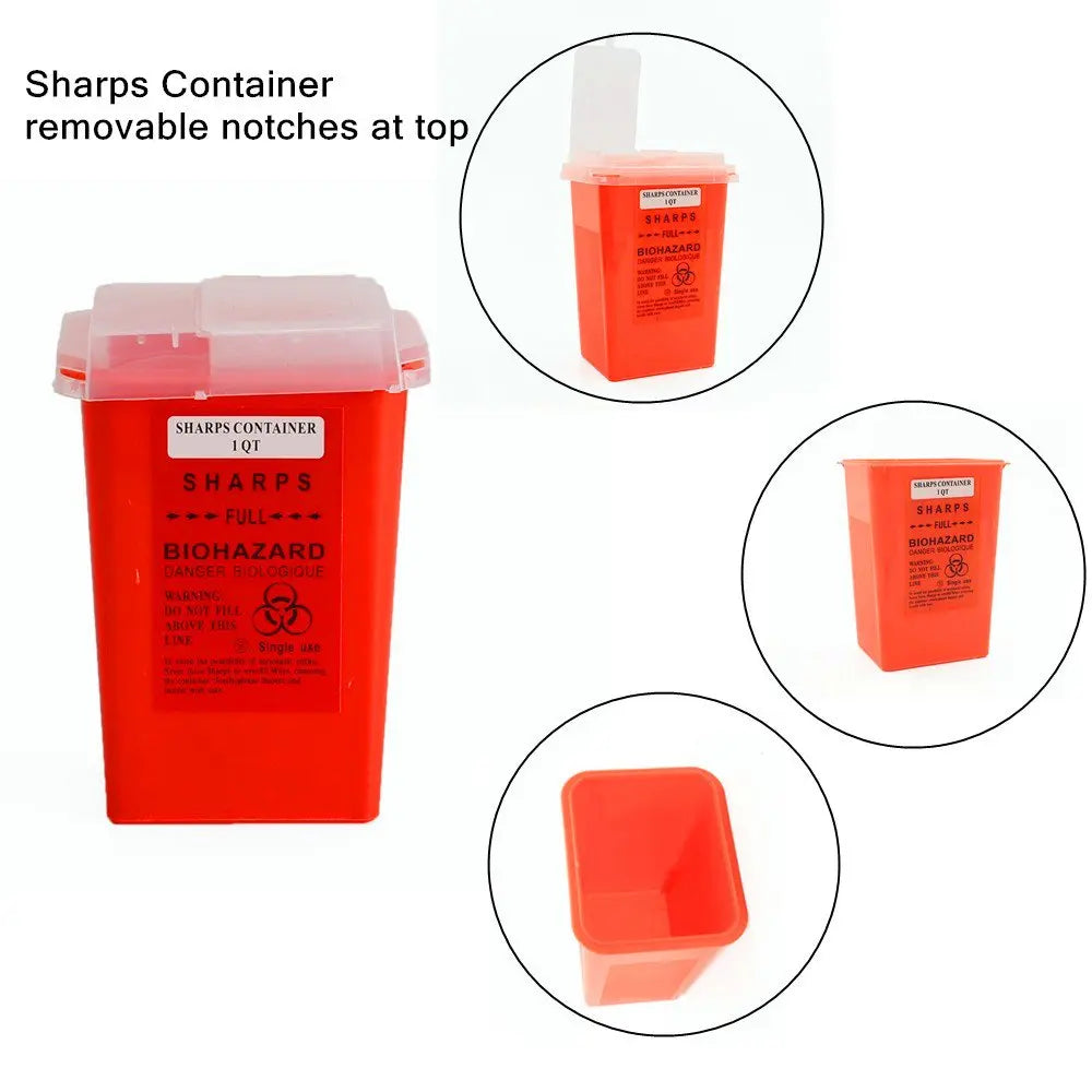 1L Plastic Tattoo Waste Box Medical Supplies Sharp Container Disposable Microblading Sharps Needle Tips Accessories - Sun Studio
