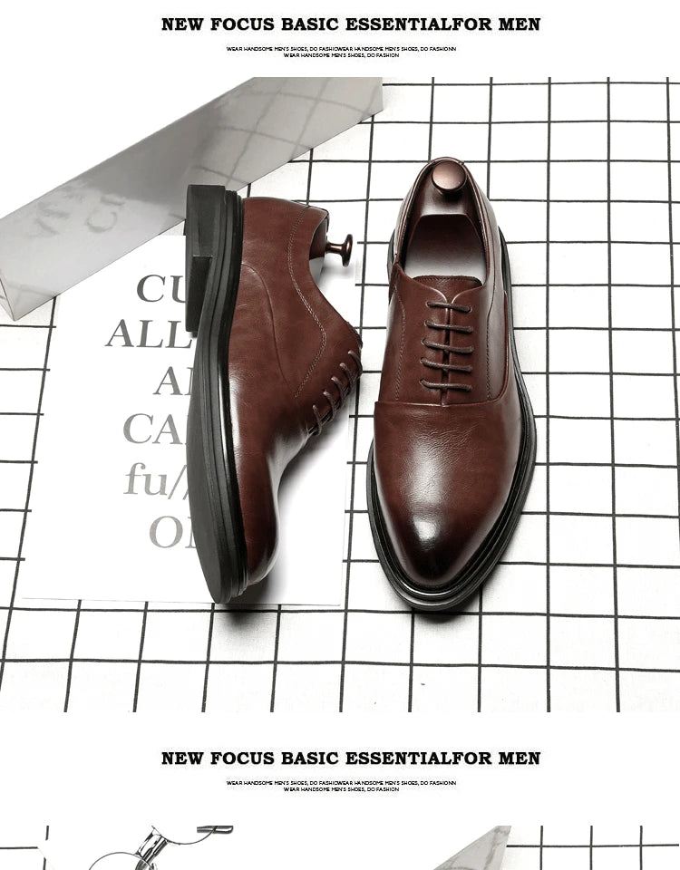 British Pointed Toe Business Leather Shoes Fashion Casual Black Large Size 38-47 Formal Shoes Handsome Office Worker Men's Shoes - Sun Studio