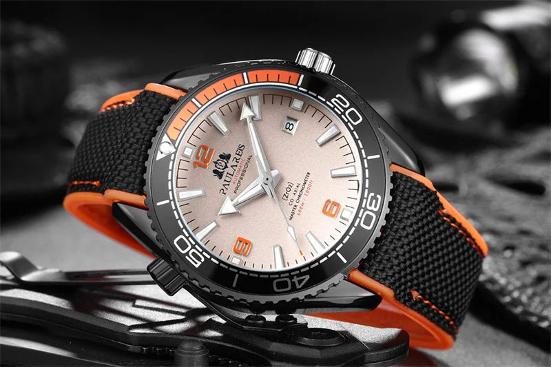Luxury Automatic Mens Watch High Quality Mechanical Self Wind Movement Rubber Strap Waterproof Luminous Calendar Mens Watches