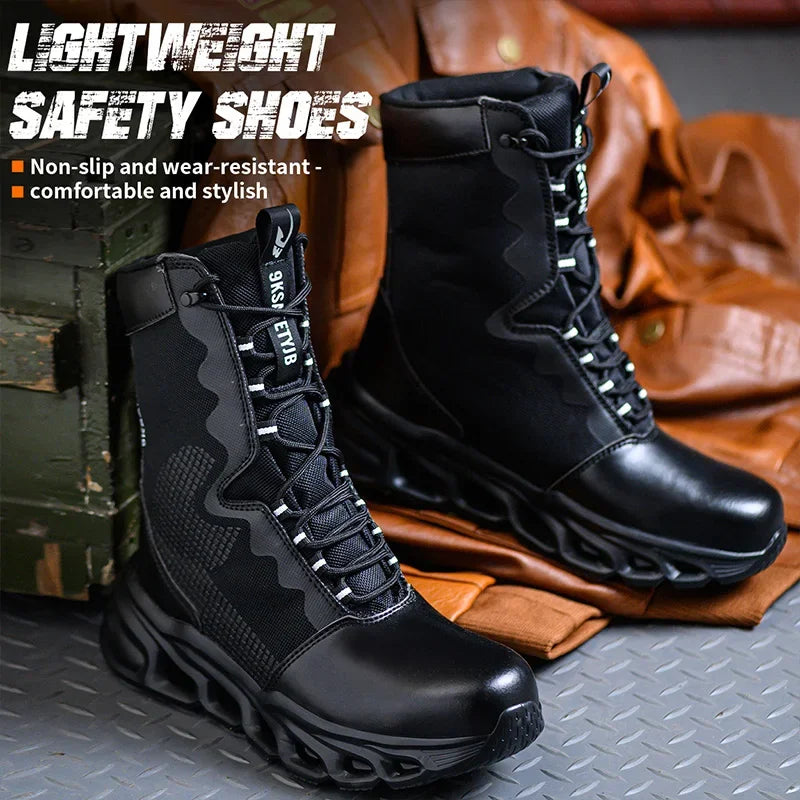New Fashion 2024 Men Boots Safety Shoes Security Steel Toe Cap Military Boots Working Steel Toe Anti-Smashing Men's Work Boots - Sun Studio