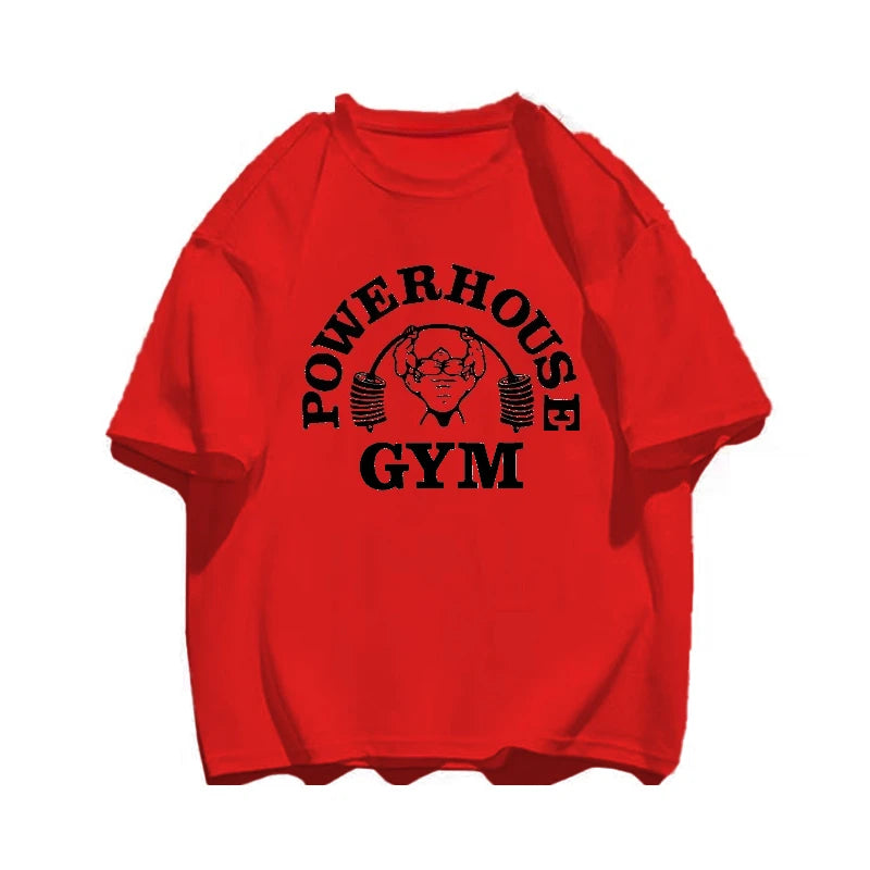 Summer Gym 100% Cotton Men's T-shirt Letter Weightlifting Printed Round Neck High Quality Street Outdoor Short Sleeve - Sun Studio