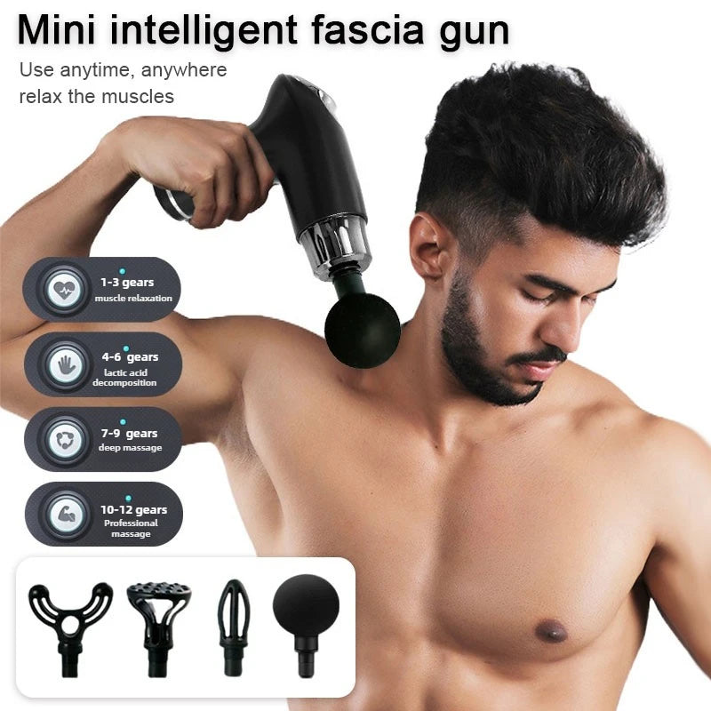 Fitness Relaxation Muscle Electric Intelligent Mini Massager Multi speed Variable speed Vibration Multi functional Fascia Gun - Sun Studio