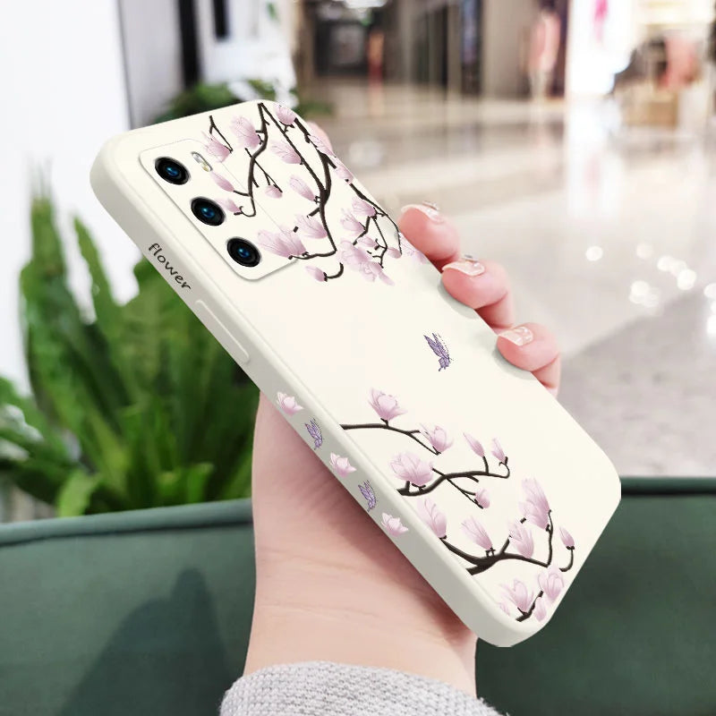 Tree Branch Phone Case For Huawei P40 P50 P30 P20 Pro Lite Nova 5t Y7A Mate 40 30 20 Pro Lite Liquid Silicone Cover - Sun Studio