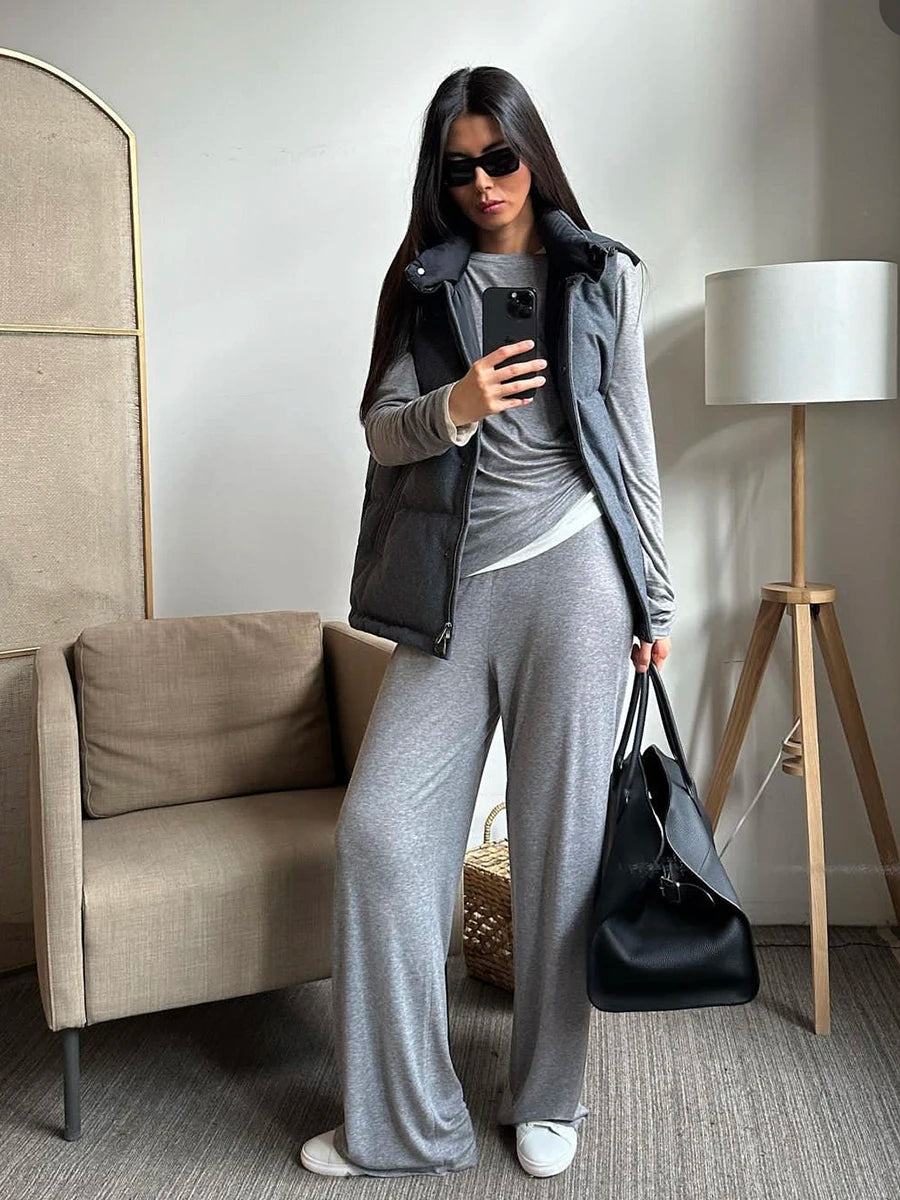Hirsionsan Modal Soft Loose Sets Women 2026 Casual Two Pieces Long Sleeve T Shirts and High Waist Dresses Outfits Tracksuit